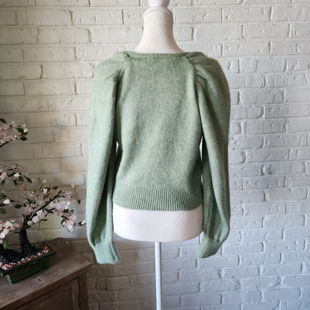 SOLD Mango Pearl NWOT Button Knit Cardigan | S | Puff/Peasant Sleeve - Picture 5 of 8